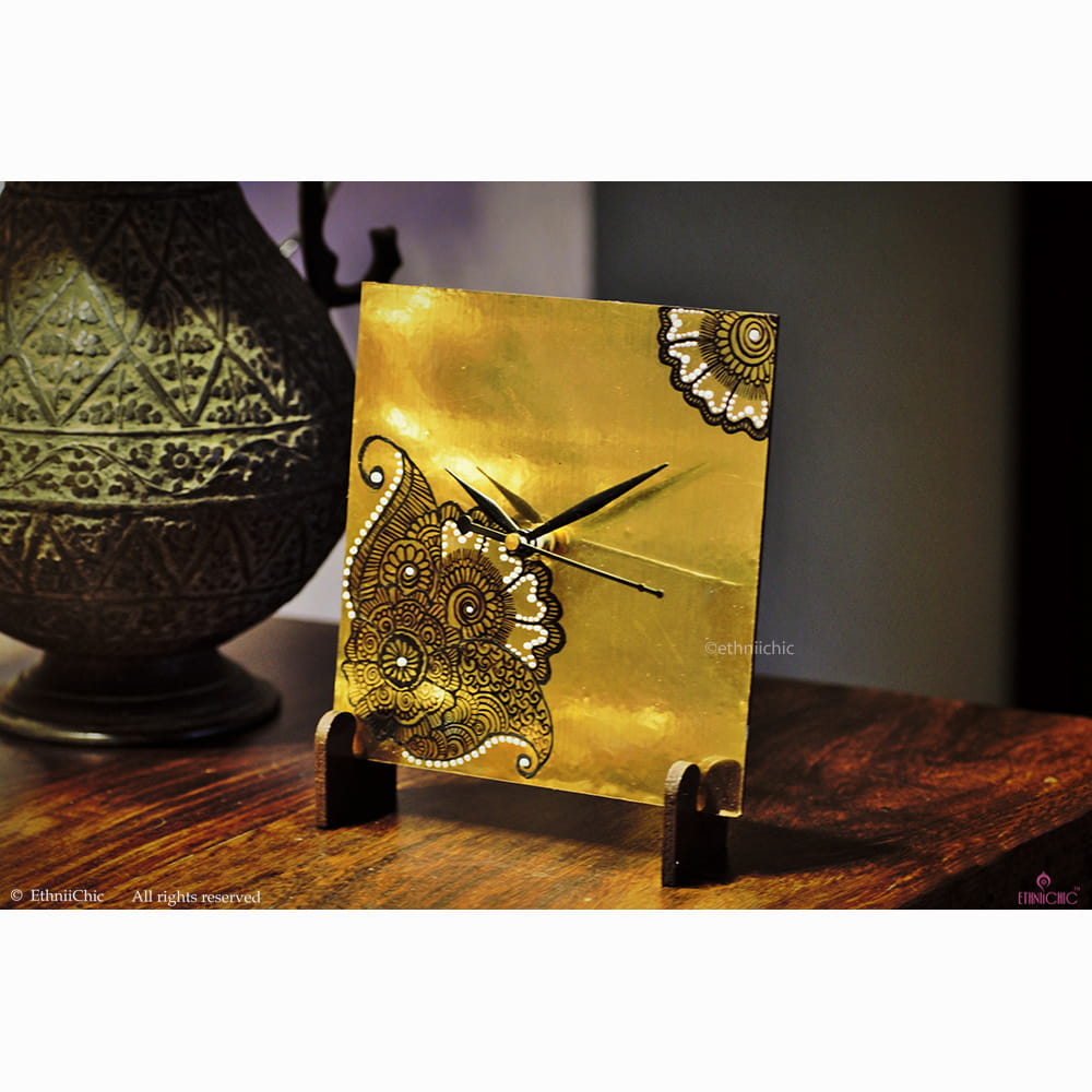 Hand painted Henna Table Clock 1 image 1