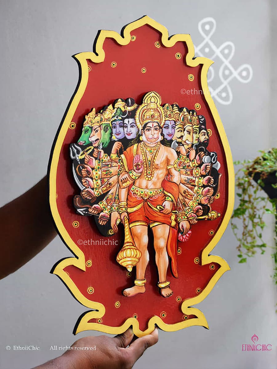 Wall Mounting Ekadash Hanuman Hand painted Frame