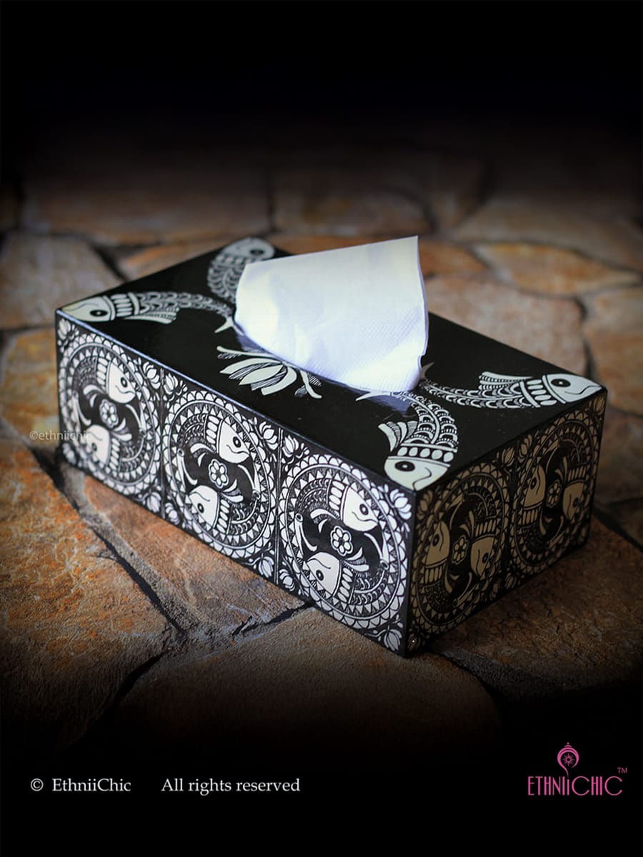 Family Tissue Box - Madhubani Fish