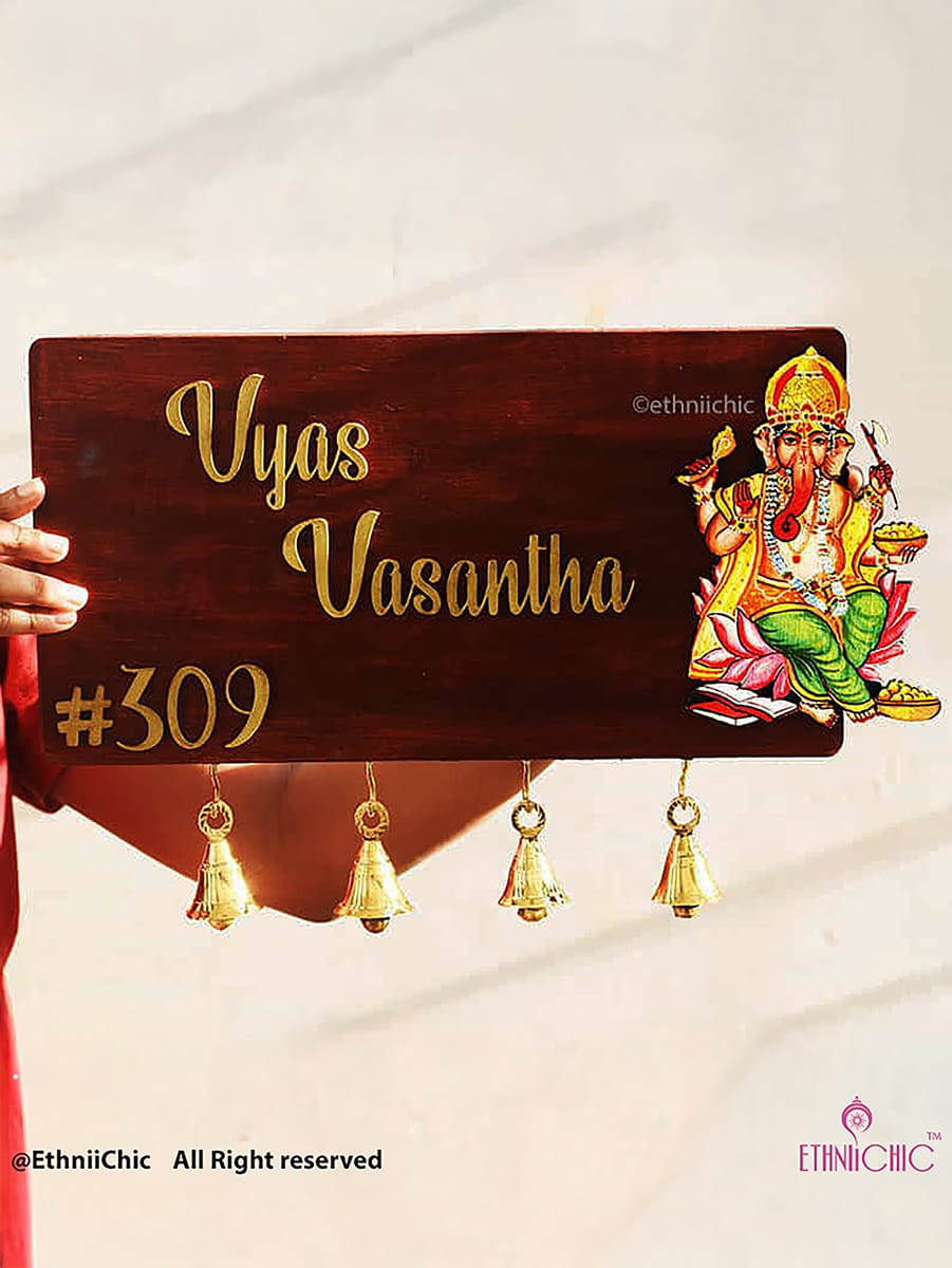 Handpainted Wooden Name board - Ganesha 2