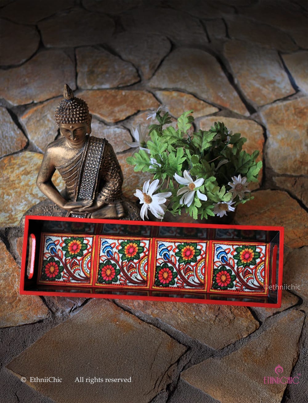 Narrow Tray - Tholu Colorful Flower
