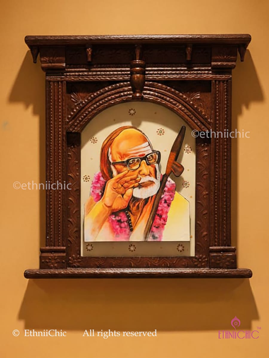 Wall Mounting Kanchi Periyavar/Sankarachariyar Jharoka Frame
