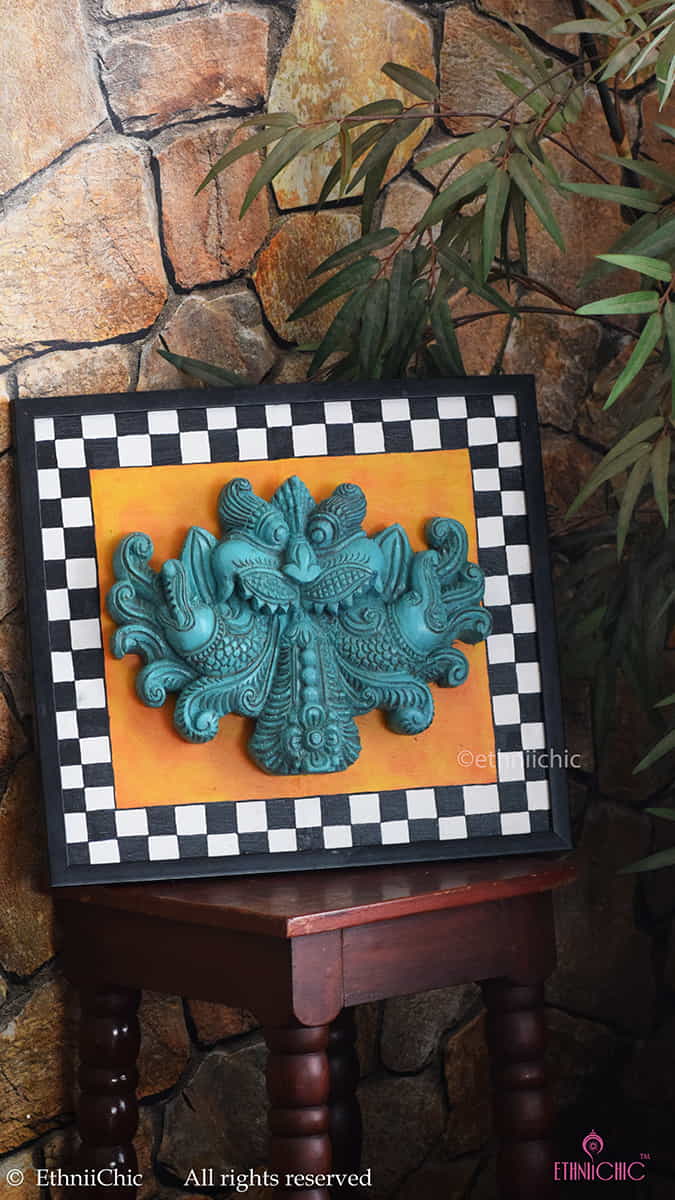 Handcarved Keerthimukha in Frame image 3