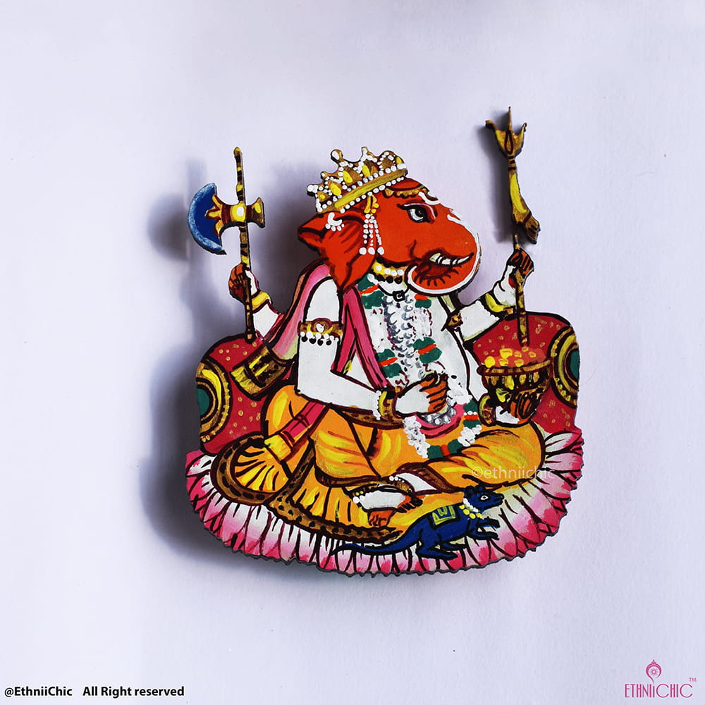 Hand Painted Lotus Ganesha- Cut out image 1