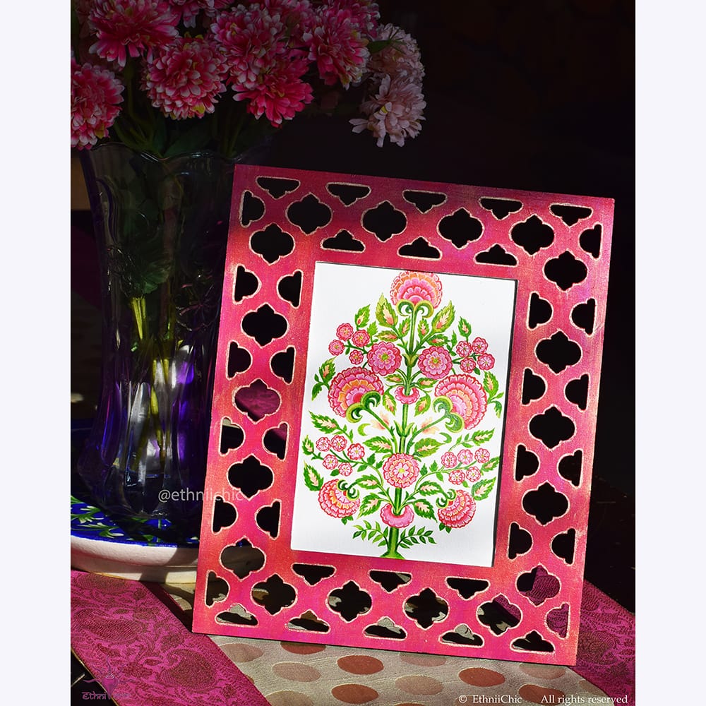 Hand painted Frame 2-in-1 Decor - Mugal Flora image 0