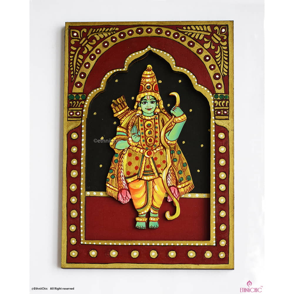 Wooden Handpainted Wall Frame - Dashavatharam Sri Ram image 0