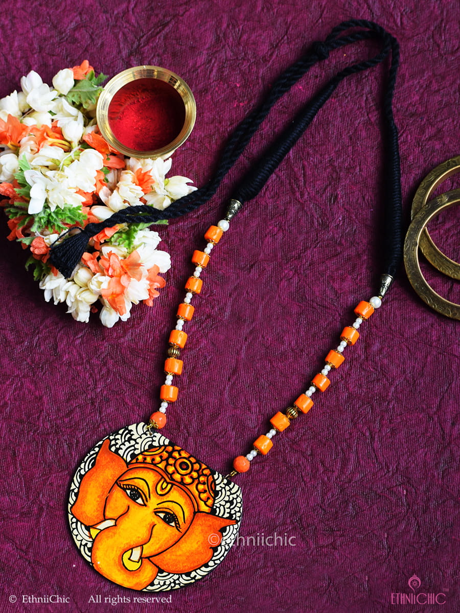 Hand painted Ganesha Kerala Mural Neck piece 5