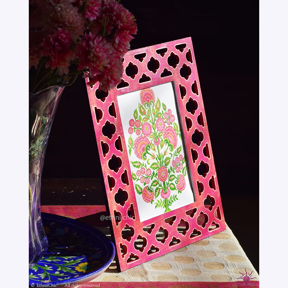 Hand painted Frame 2-in-1 Decor - Mugal Flora image 1
