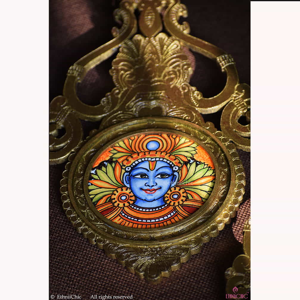Wooden Aranmula Wall Frames - Kerala Mural - set of 2 image 3