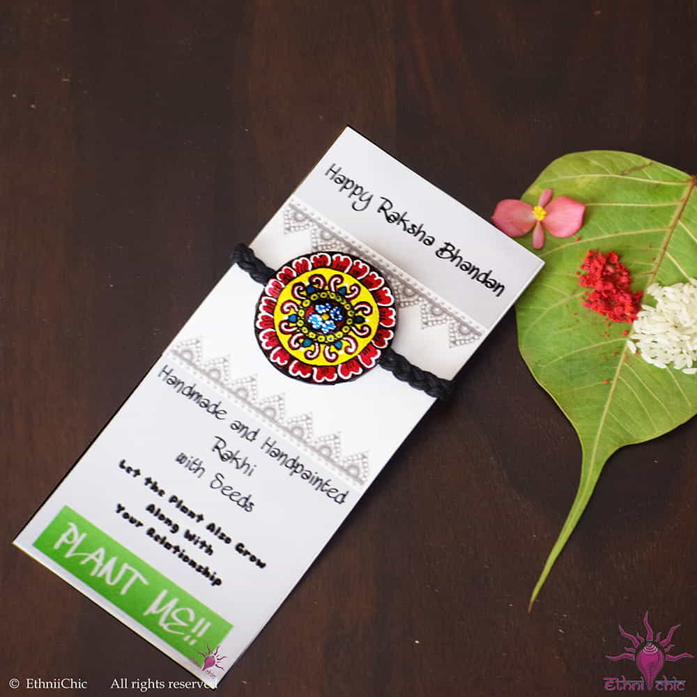 Handpainted Rakhi (On Seed Paper) Mandala Design 6 image 0