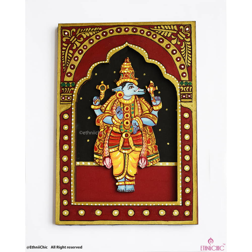 Wooden Handpainted Wall Frame - Dashavatharam Varaham image 0