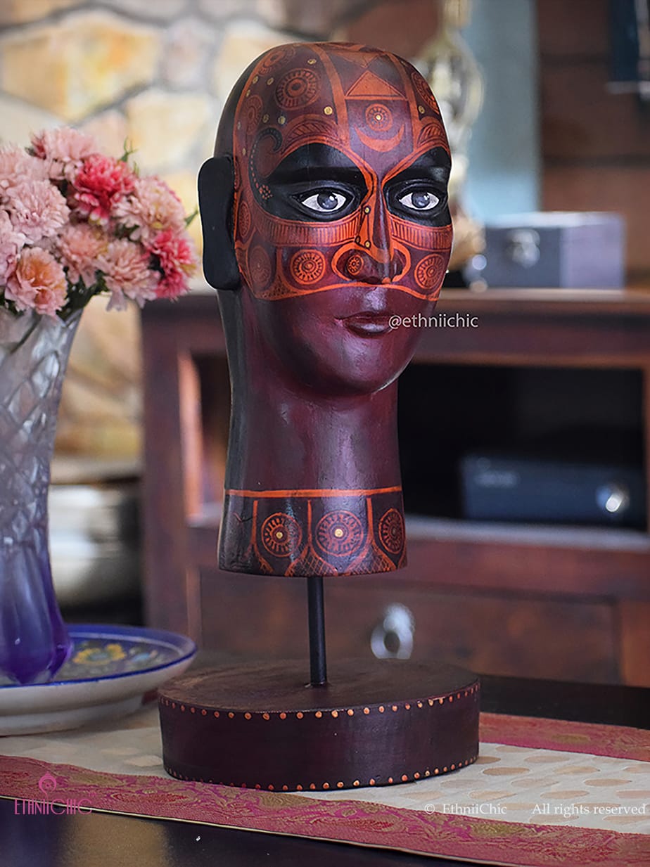 Hand painted Theyyam Head Accent
