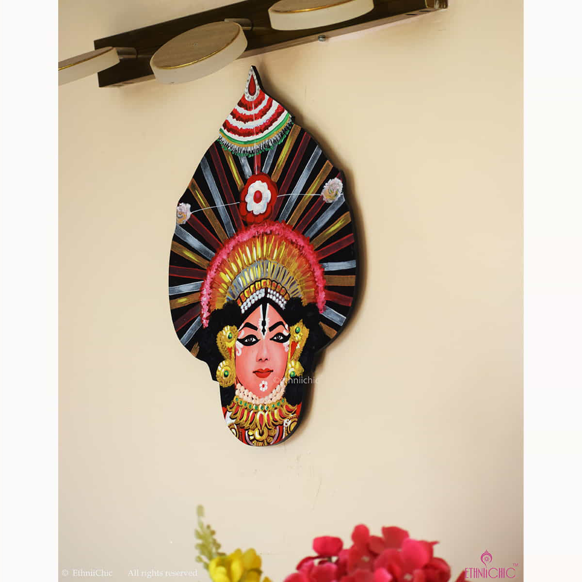 Hand Painted Wooden Yakshagana Mask - 2-in-1 Decor image 6