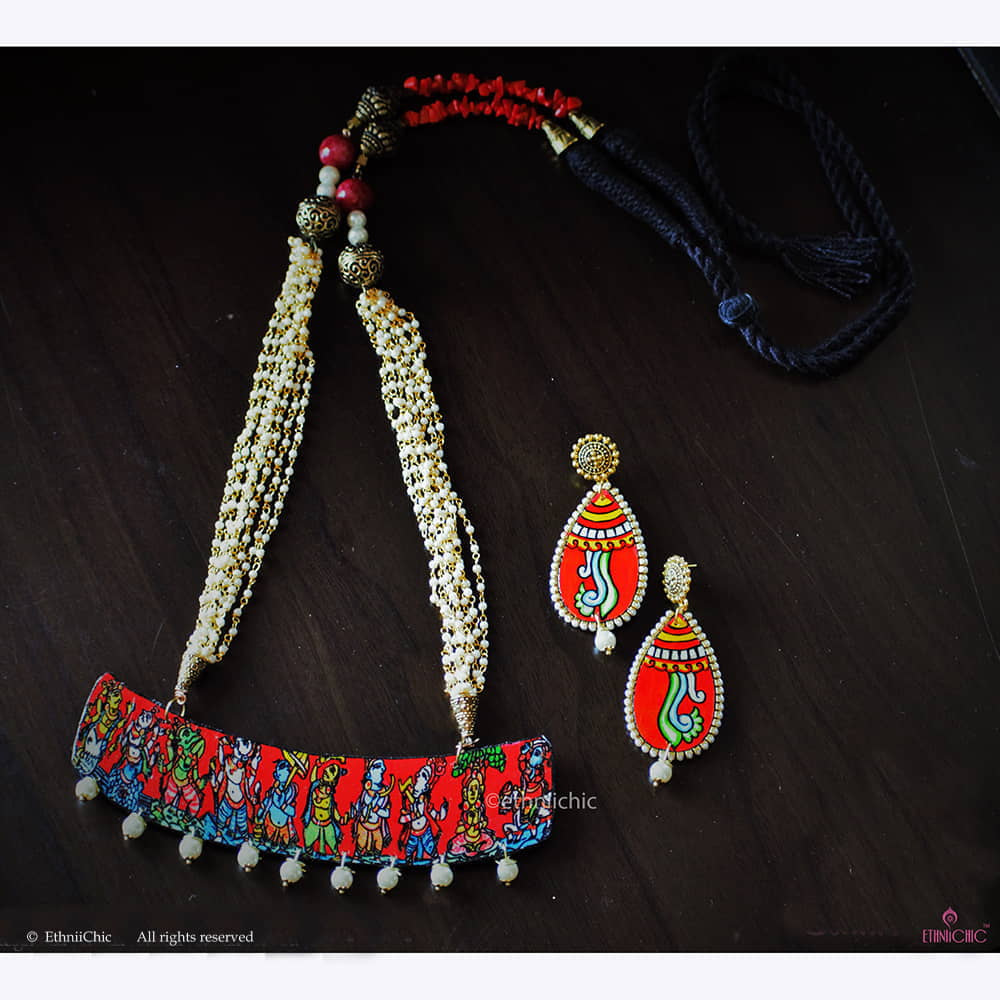 Hand Painted Dashavatharam Necklace Set image 0