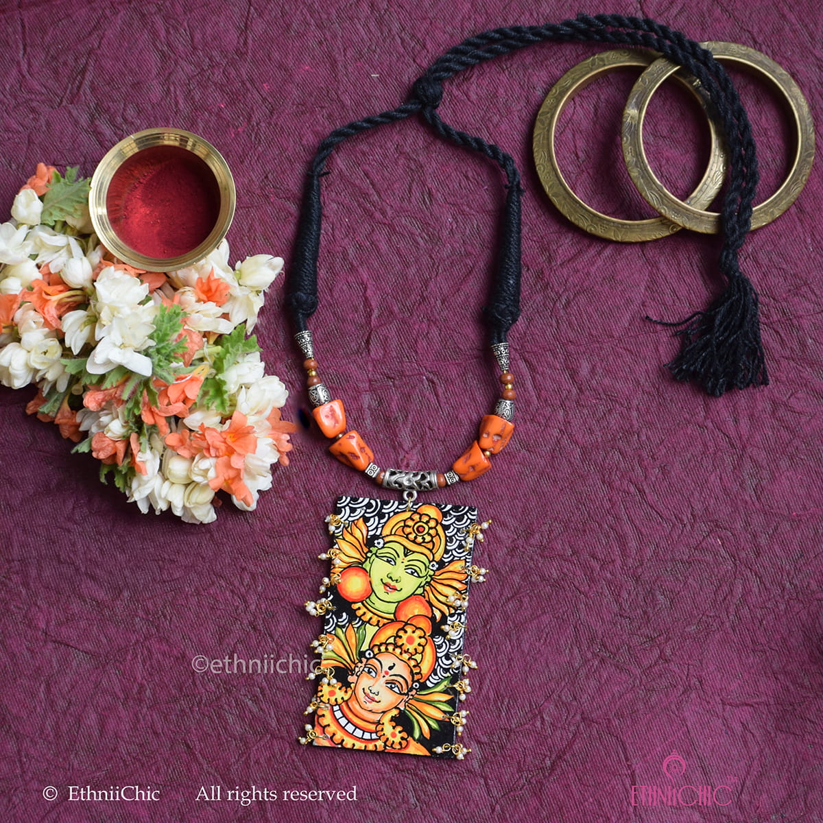 Hand painted Kerala Mural Neck piece 26