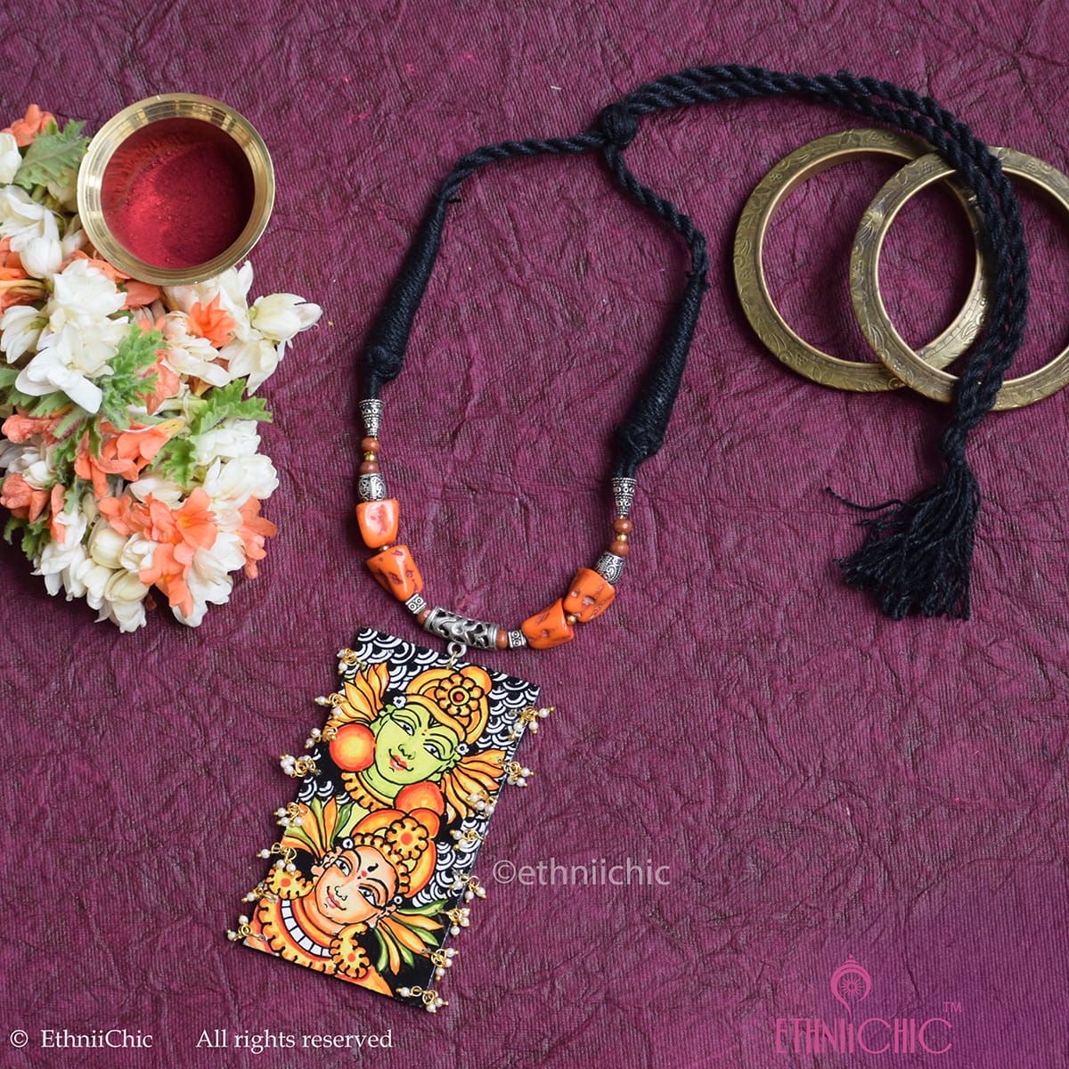 Hand painted Kerala Mural Neck piece 26
