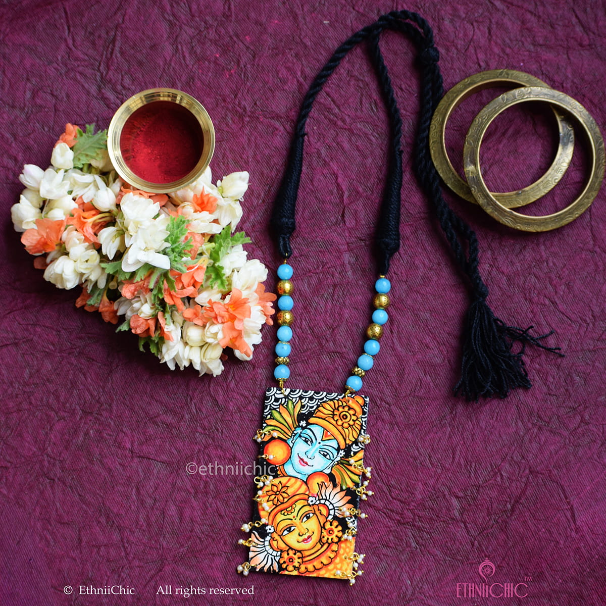 Hand painted Kerala Mural Neck piece 25
