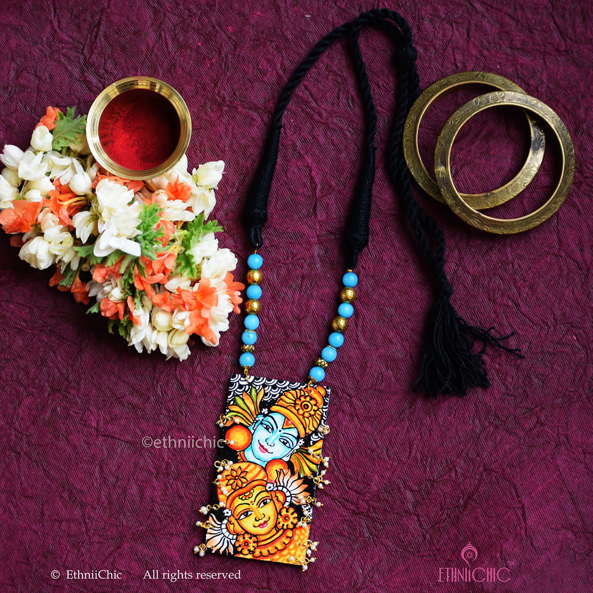 Hand painted Kerala Mural Neck piece 25