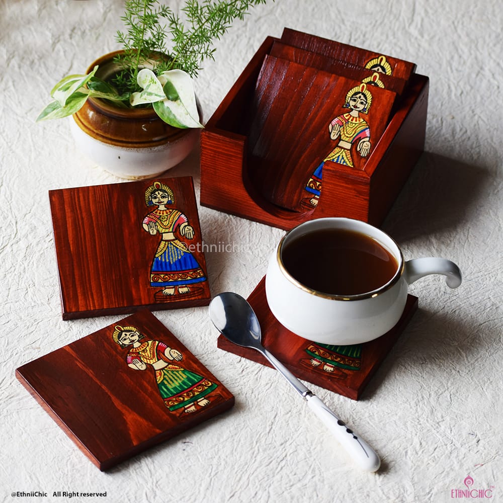 Hand painted Bommai Wooden Coasters image 1