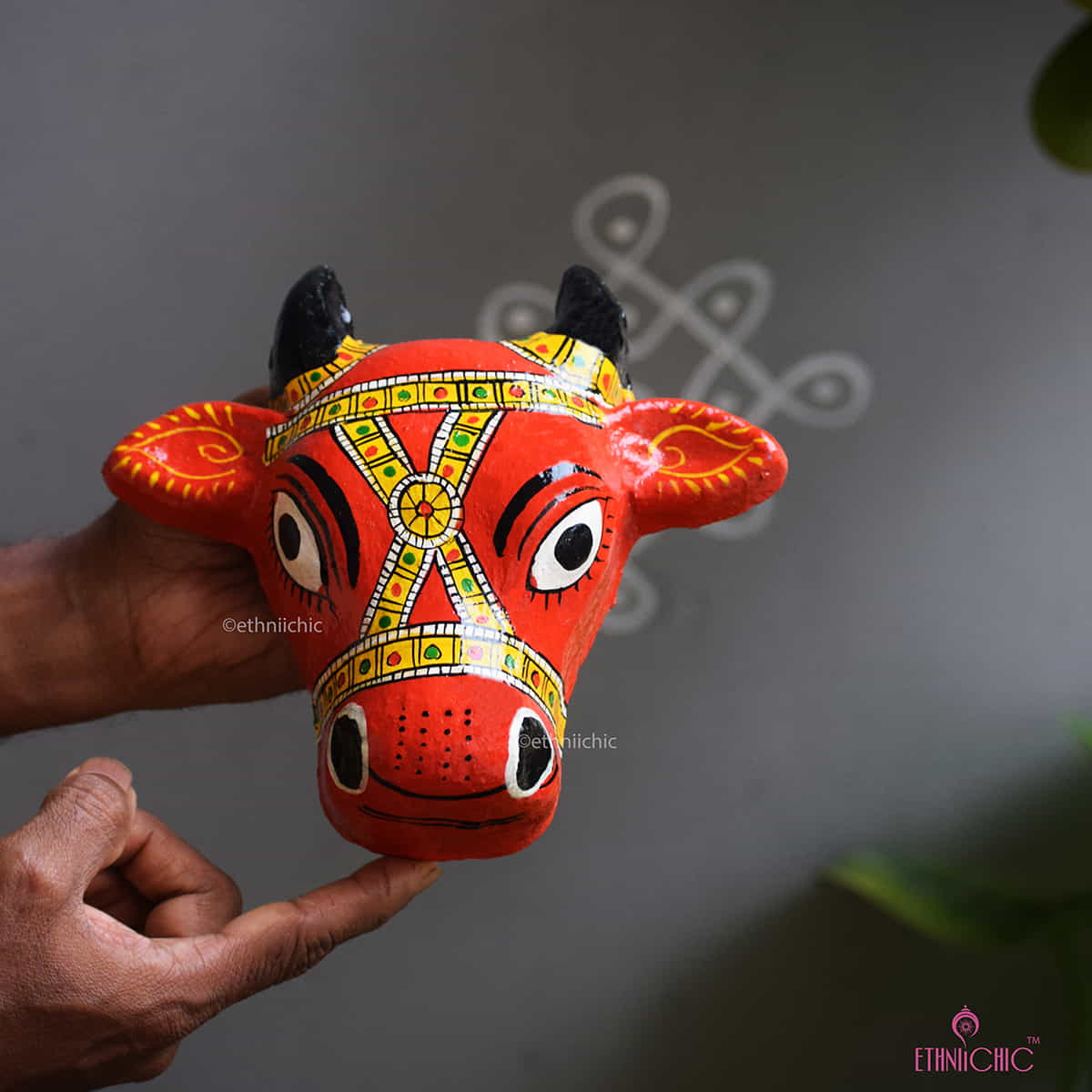 Cow Cheriyal Mask - 7" image 0