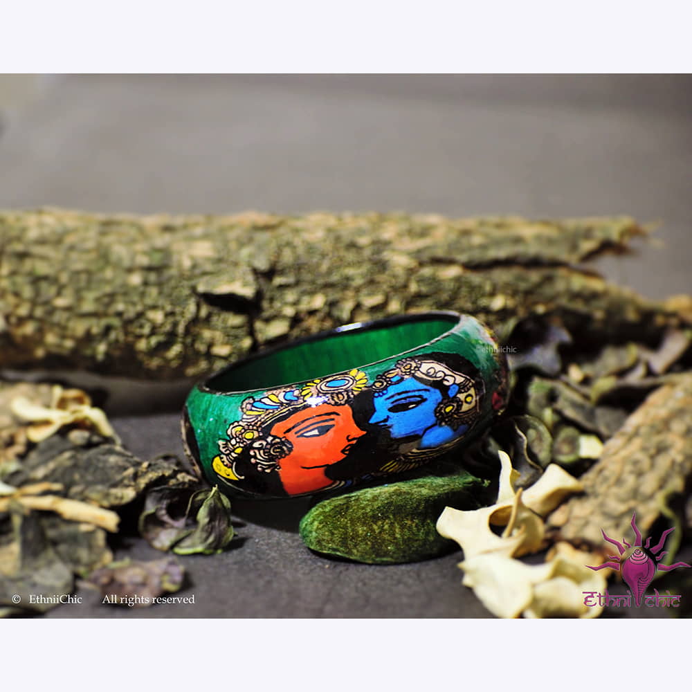 Krishna Radha Hand crafted Wooden Bangle image 1