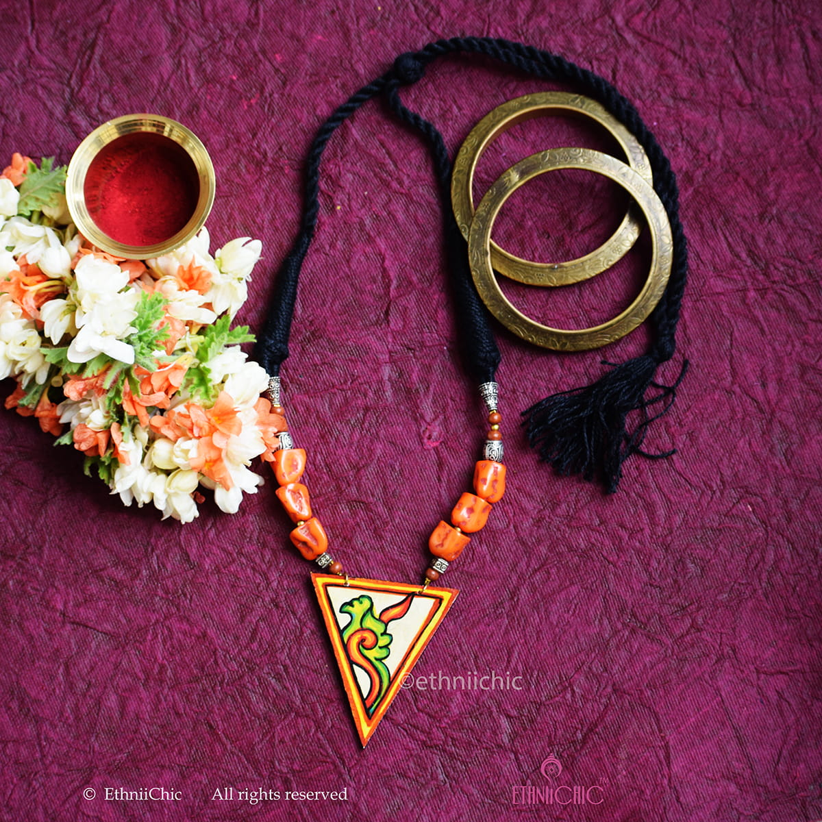 Hand painted Kerala Mural Neck piece 30