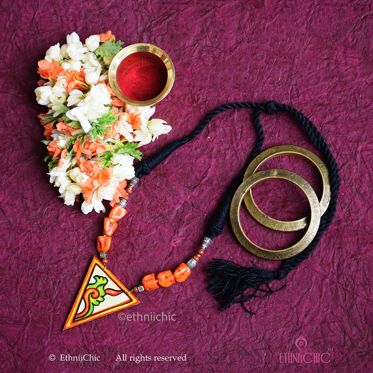 Hand painted Kerala Mural Neck piece 30
