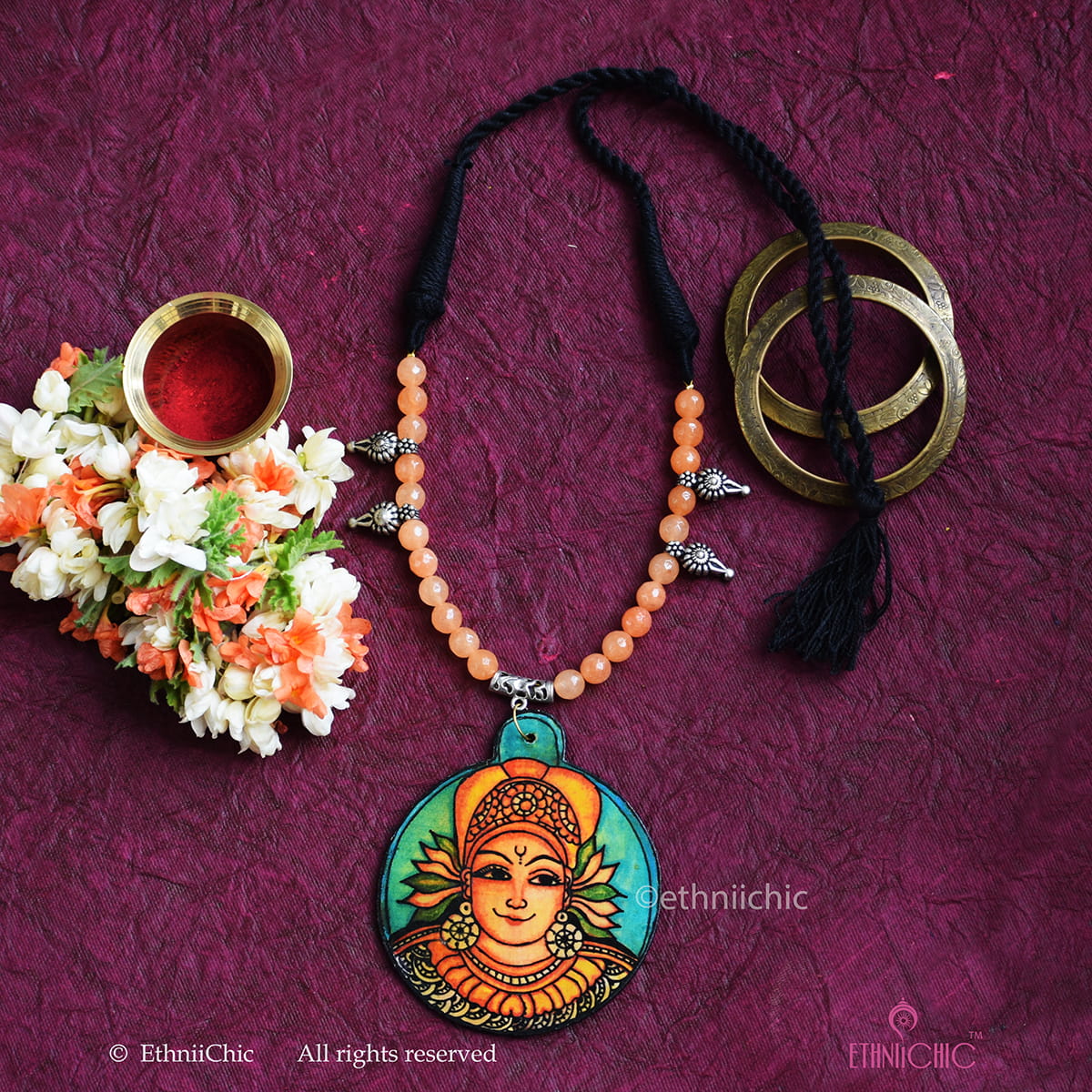 Hand painted Kerala Mural Neck piece 24