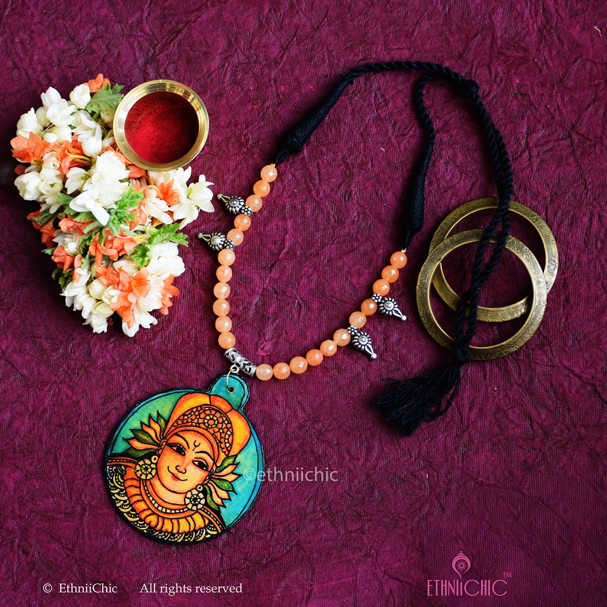 Hand painted Kerala Mural Neck piece 24
