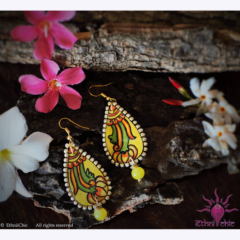 Hand painted Earrings- Mural Motif 6 image 0