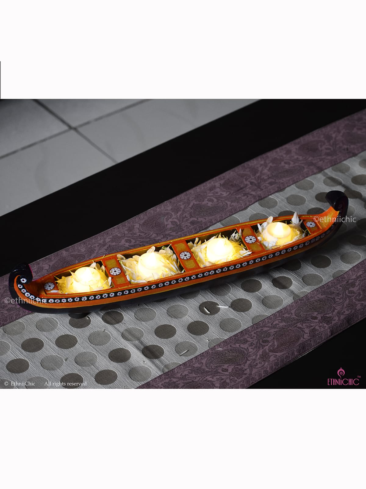 Wooden Hand painted Boat - Design 1
