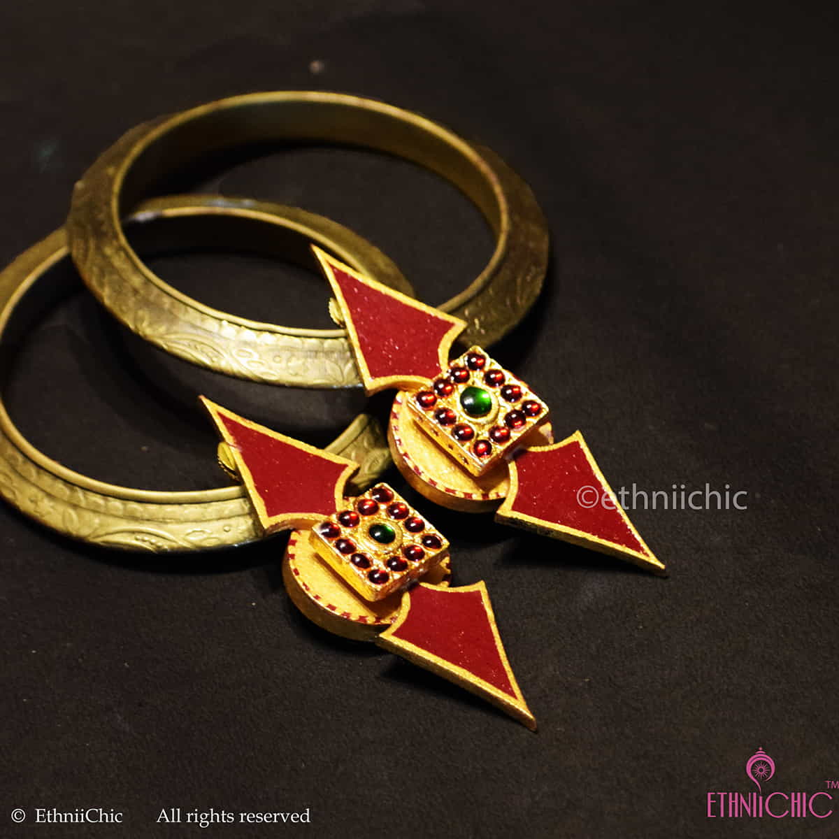 Hand-Painted Statement Kemp Earrings – Contemporary Ethnic Jewelry by EthniiChic image 0