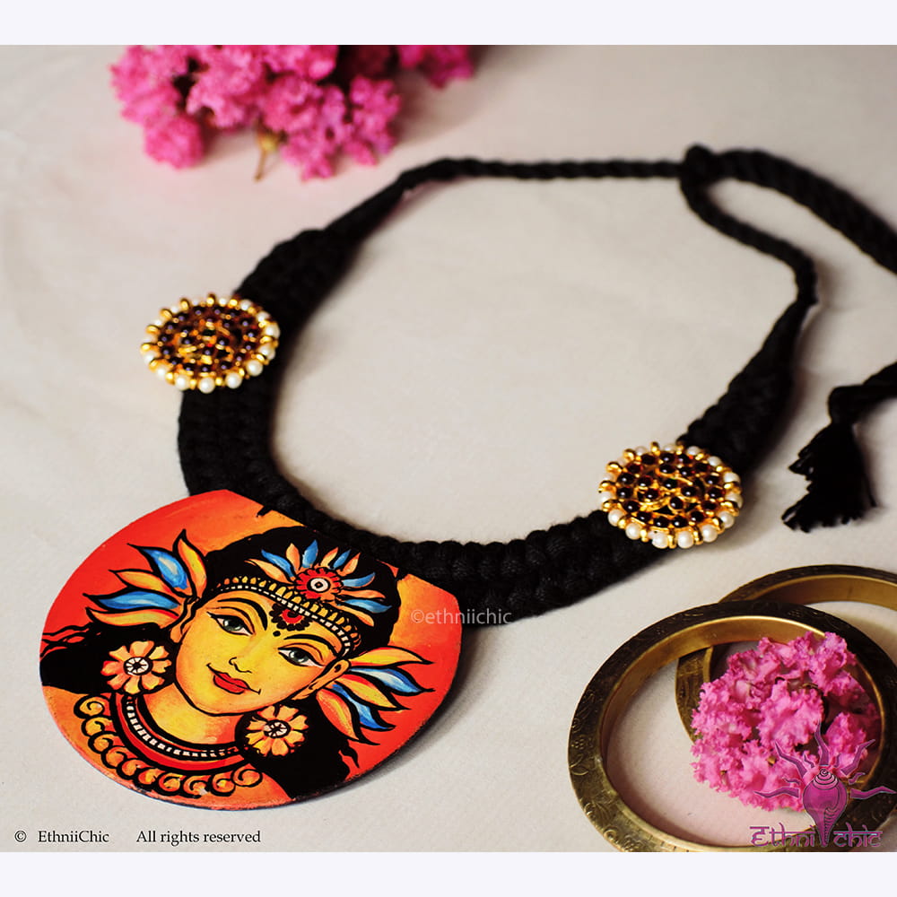 Hand painted Kerala Mural Neck piece 21 image 1