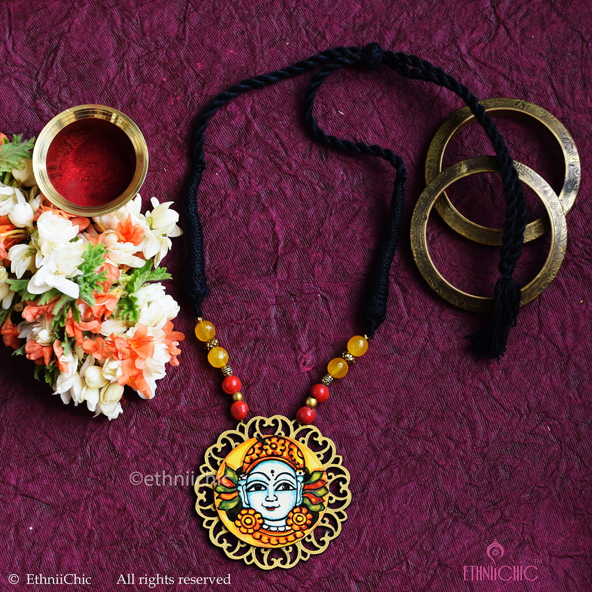 Hand painted Kerala Mural Neck piece 34
