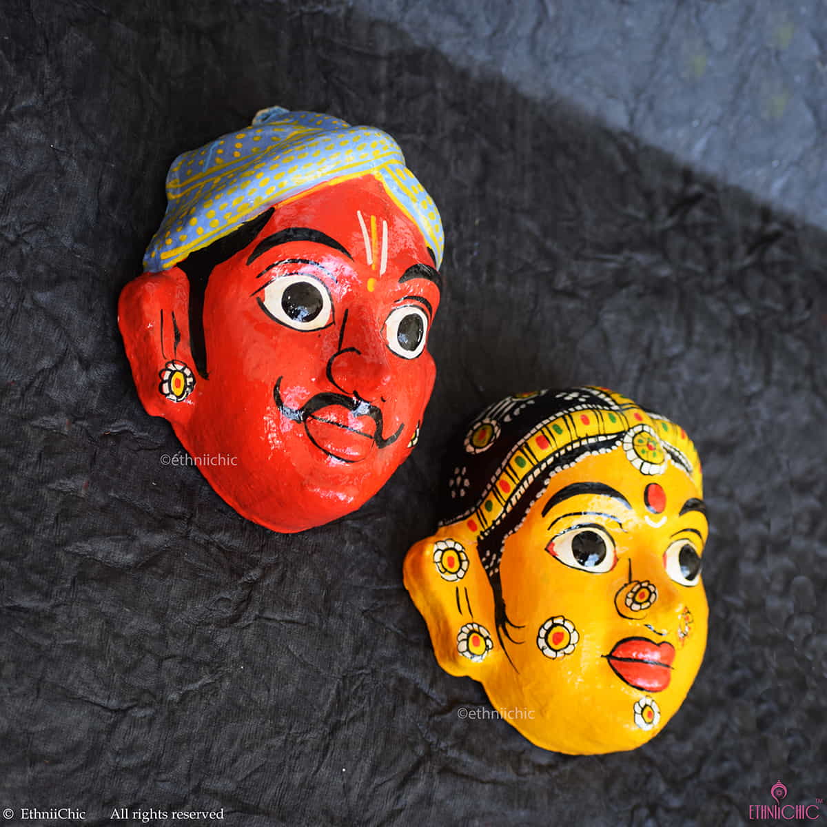 Handmade Red & Yellow Cheriyal Mask image 0