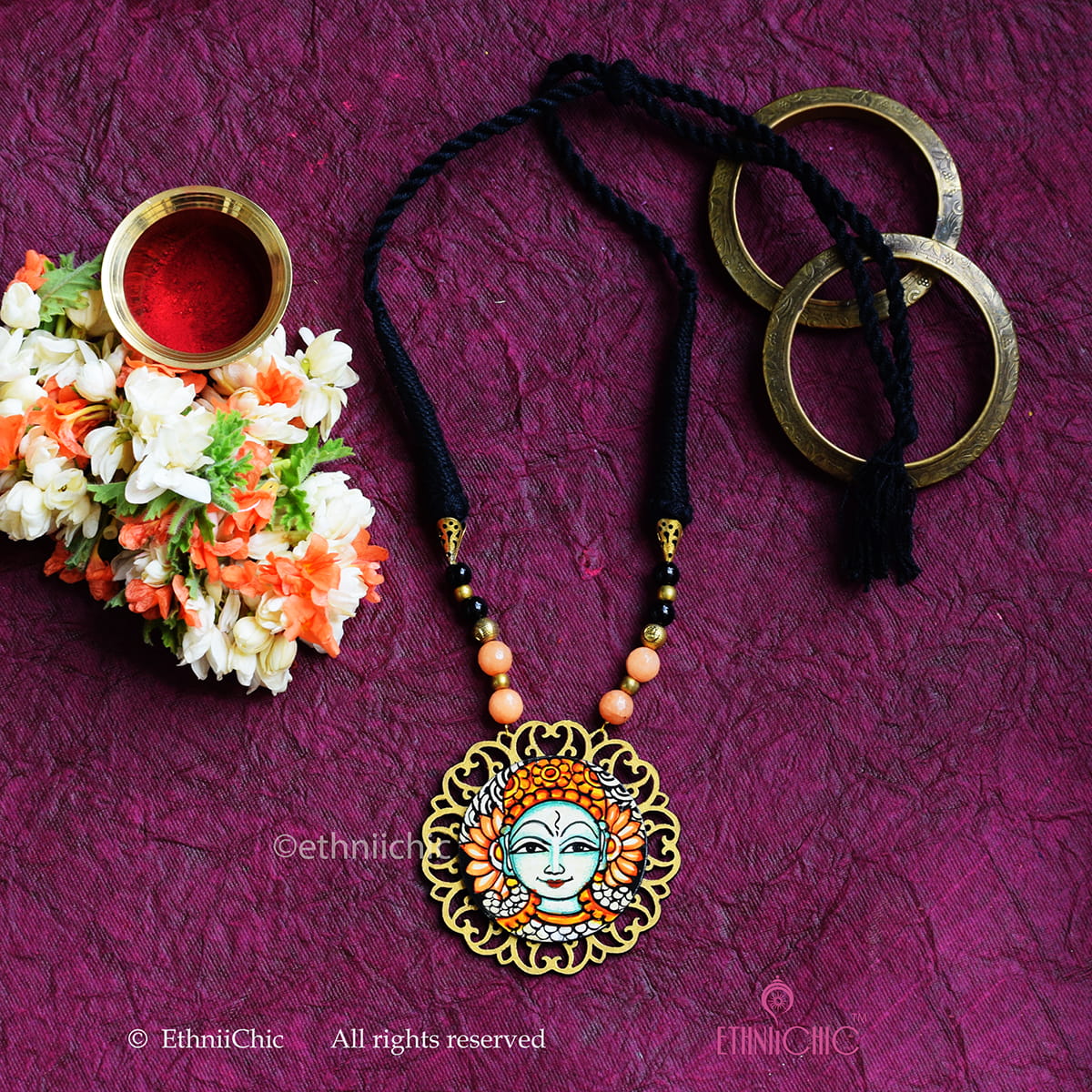 Hand painted Kerala Mural Neck piece 29