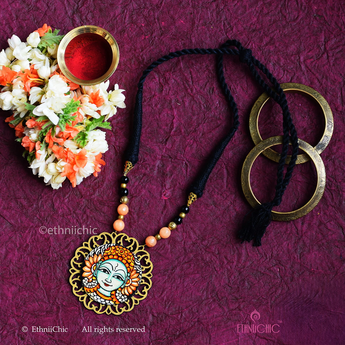 Hand painted Kerala Mural Neck piece 29