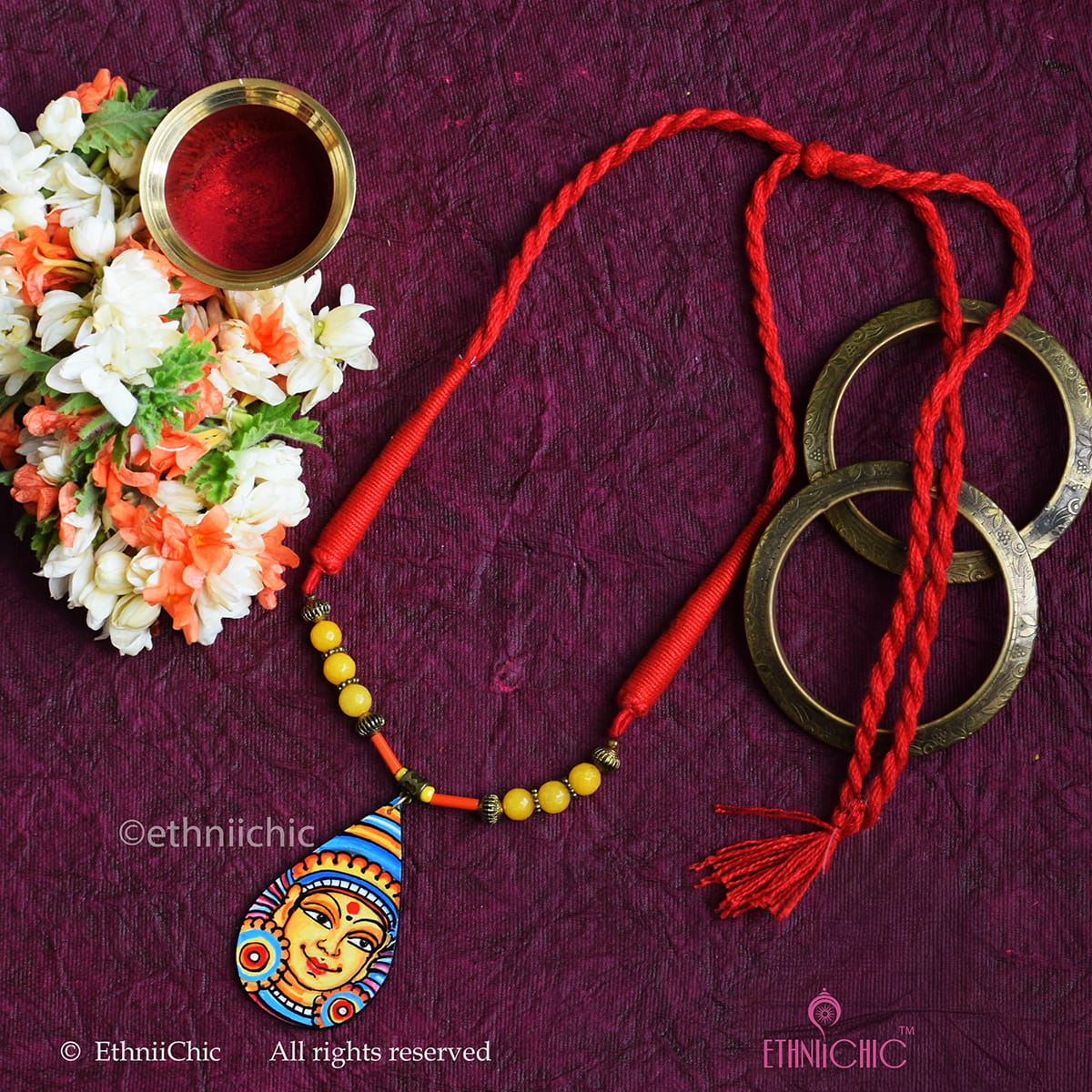 Hand painted Kerala Mural Neck piece 28