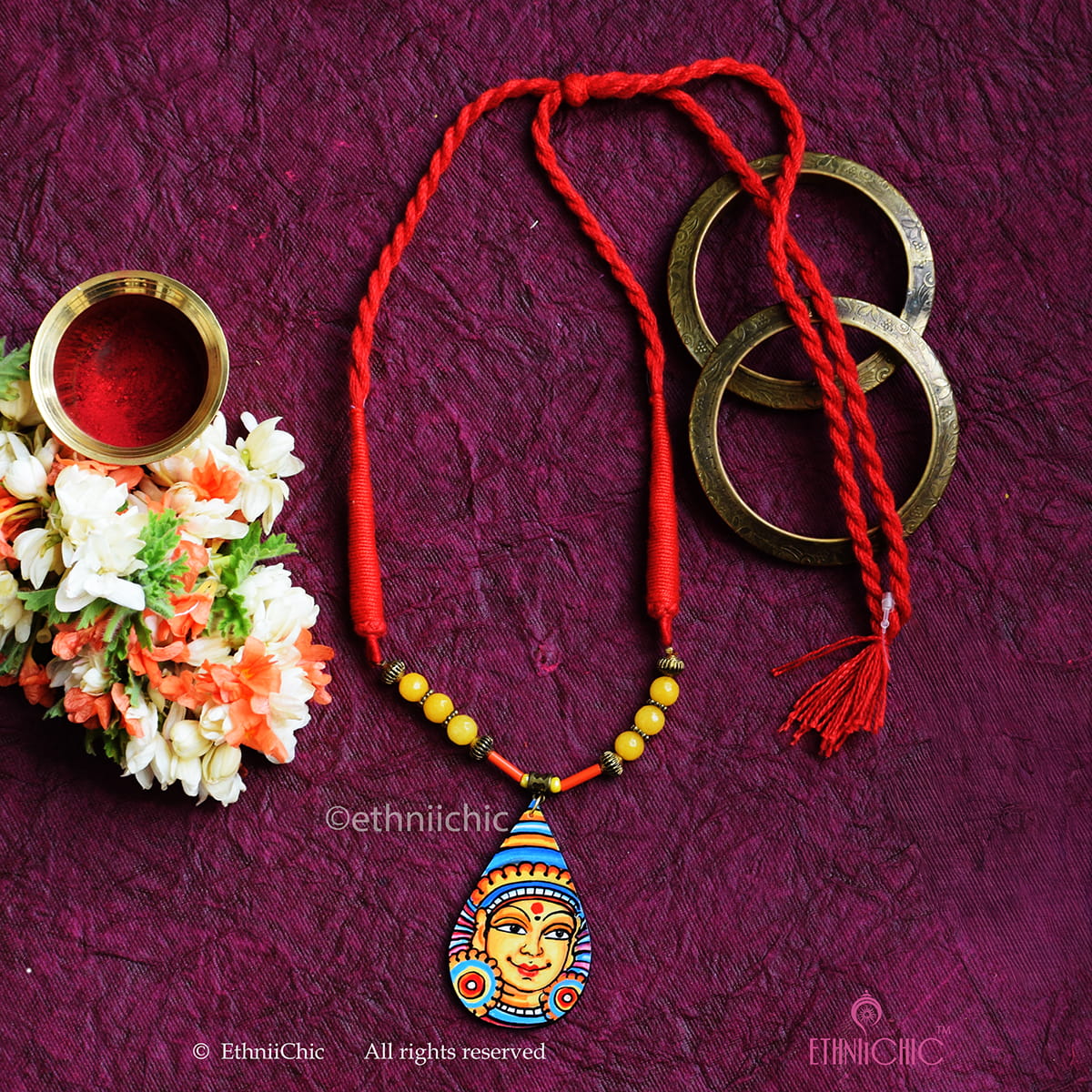 Hand painted Kerala Mural Neck piece 28