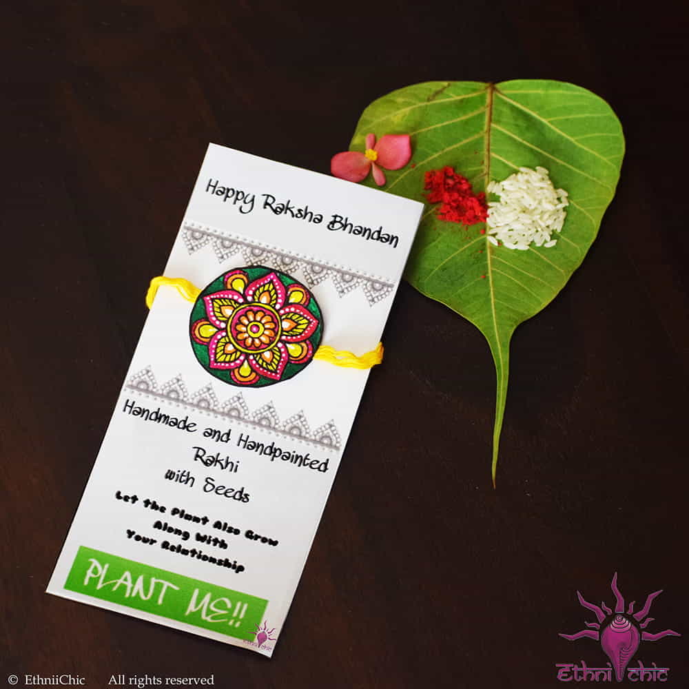 Handpainted Rakhi (On Seed Paper) Mandala Design 1 image 0