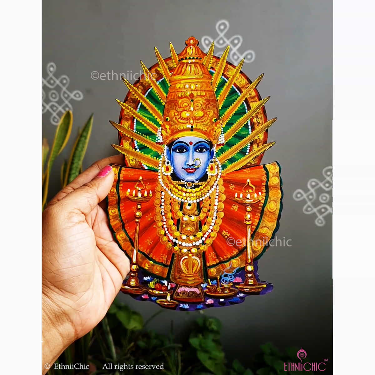 Wooden Hand painted Goddess Yellamma Cut Out image 0