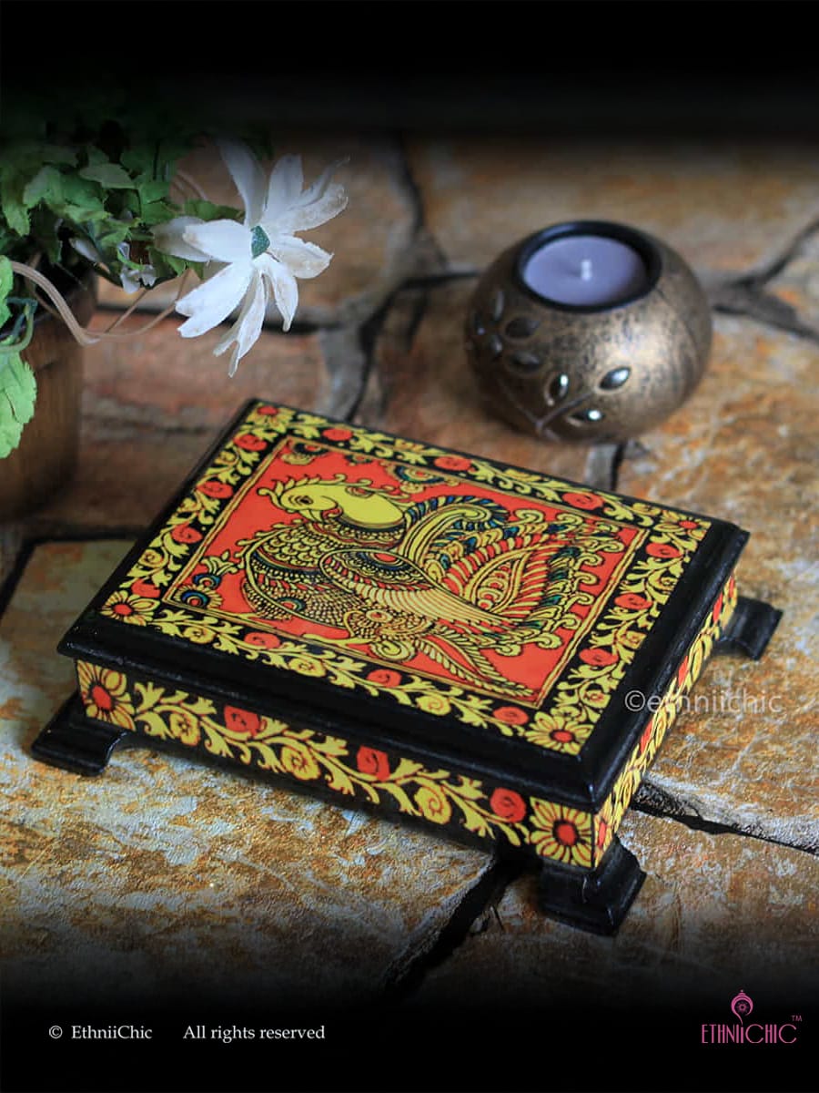 Multipurpose Box 2 slots - Kalamkari Peacock