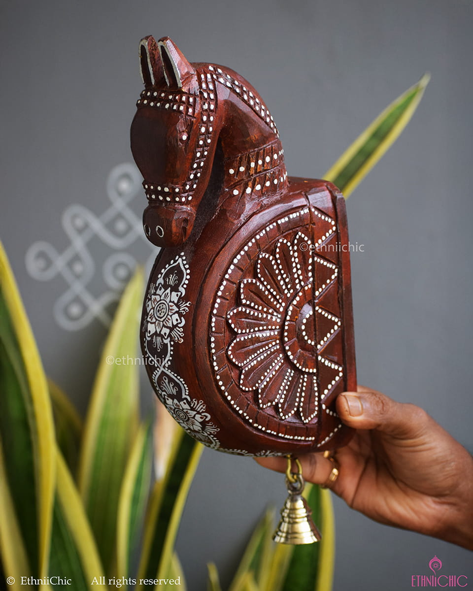 Wooden Handcarved Hand painted Horse Corbel