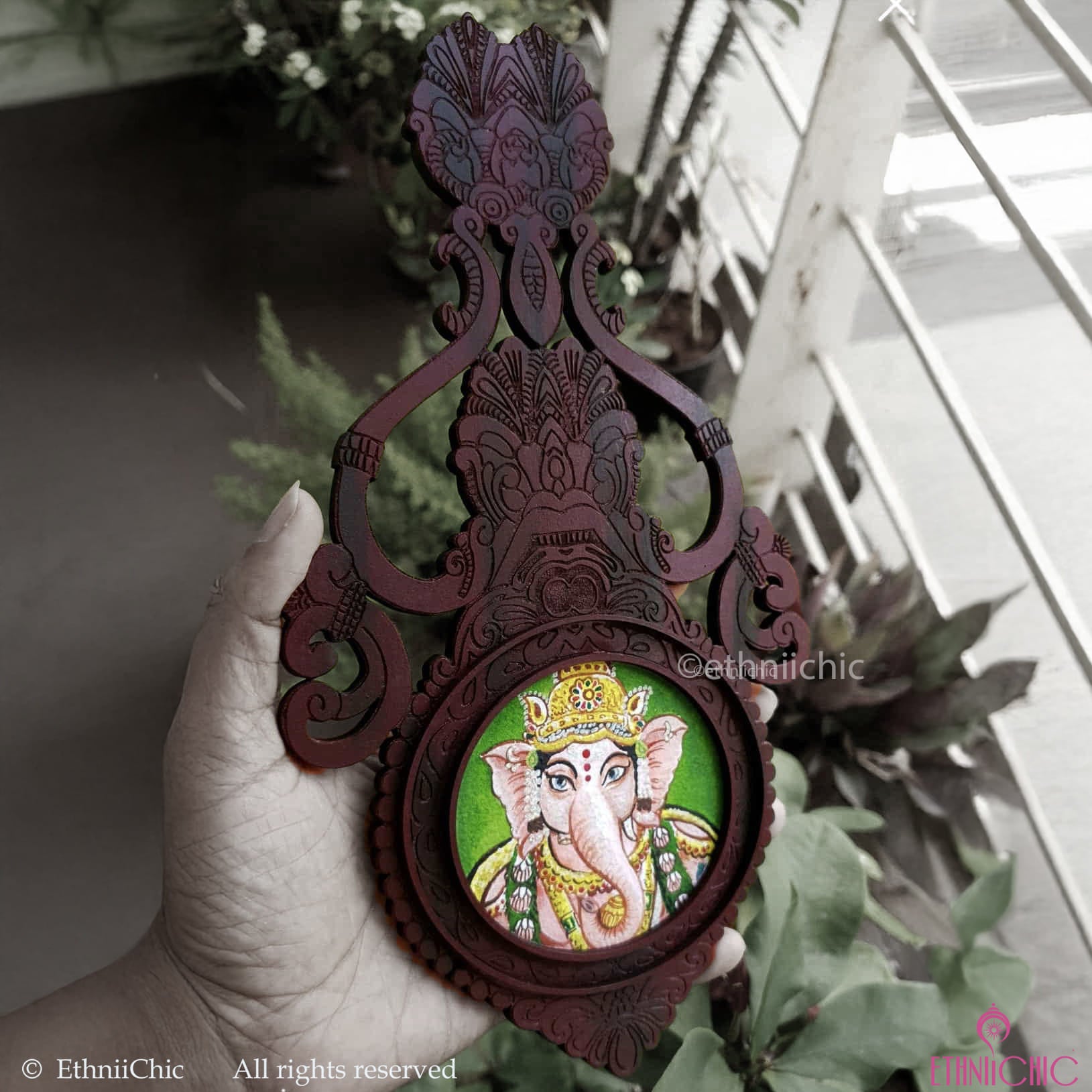 Wooden Aranmula Wall Frame (small) - Ganesha 1