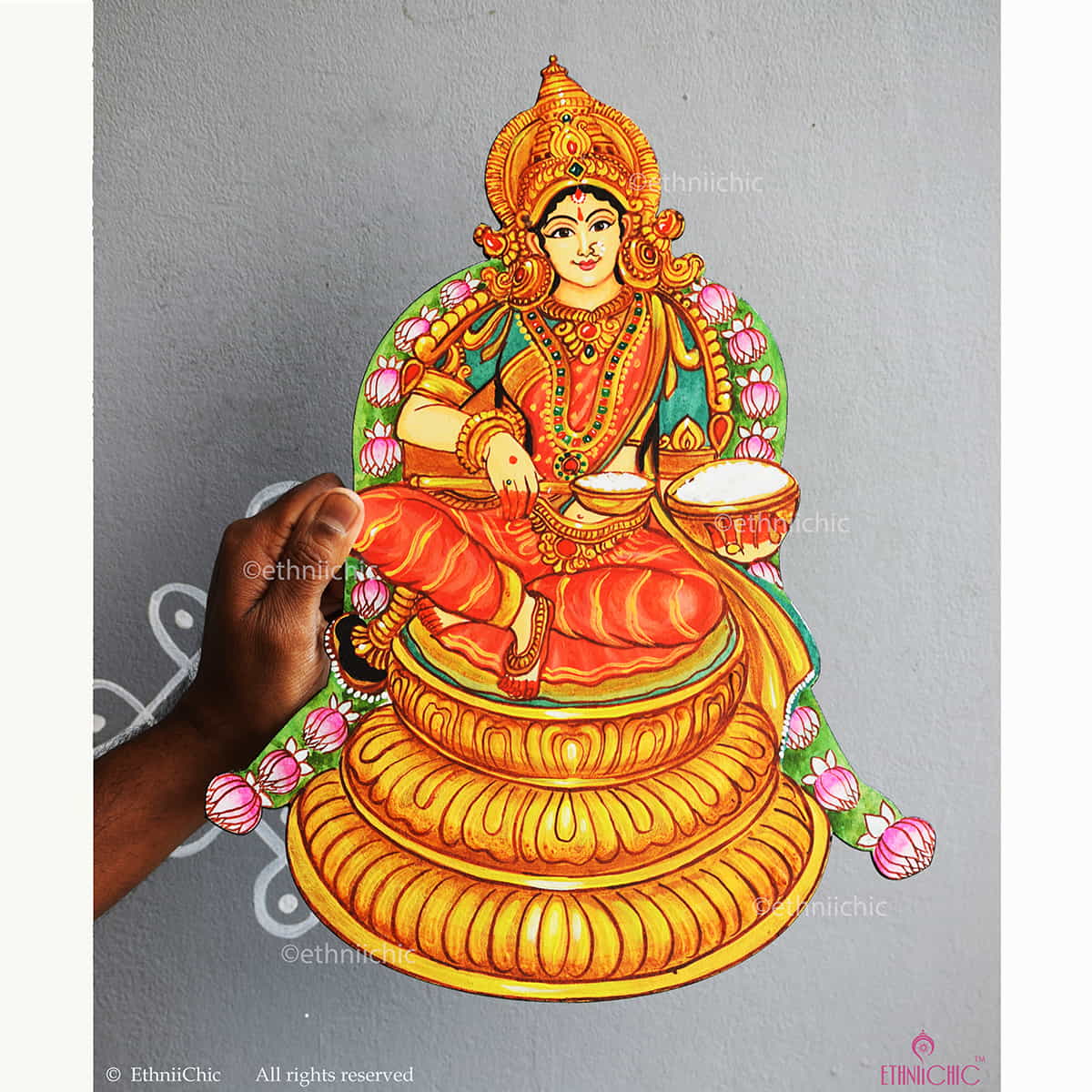 Goddess Annapoorna Hand painted Wooden Big Cut Out image 0
