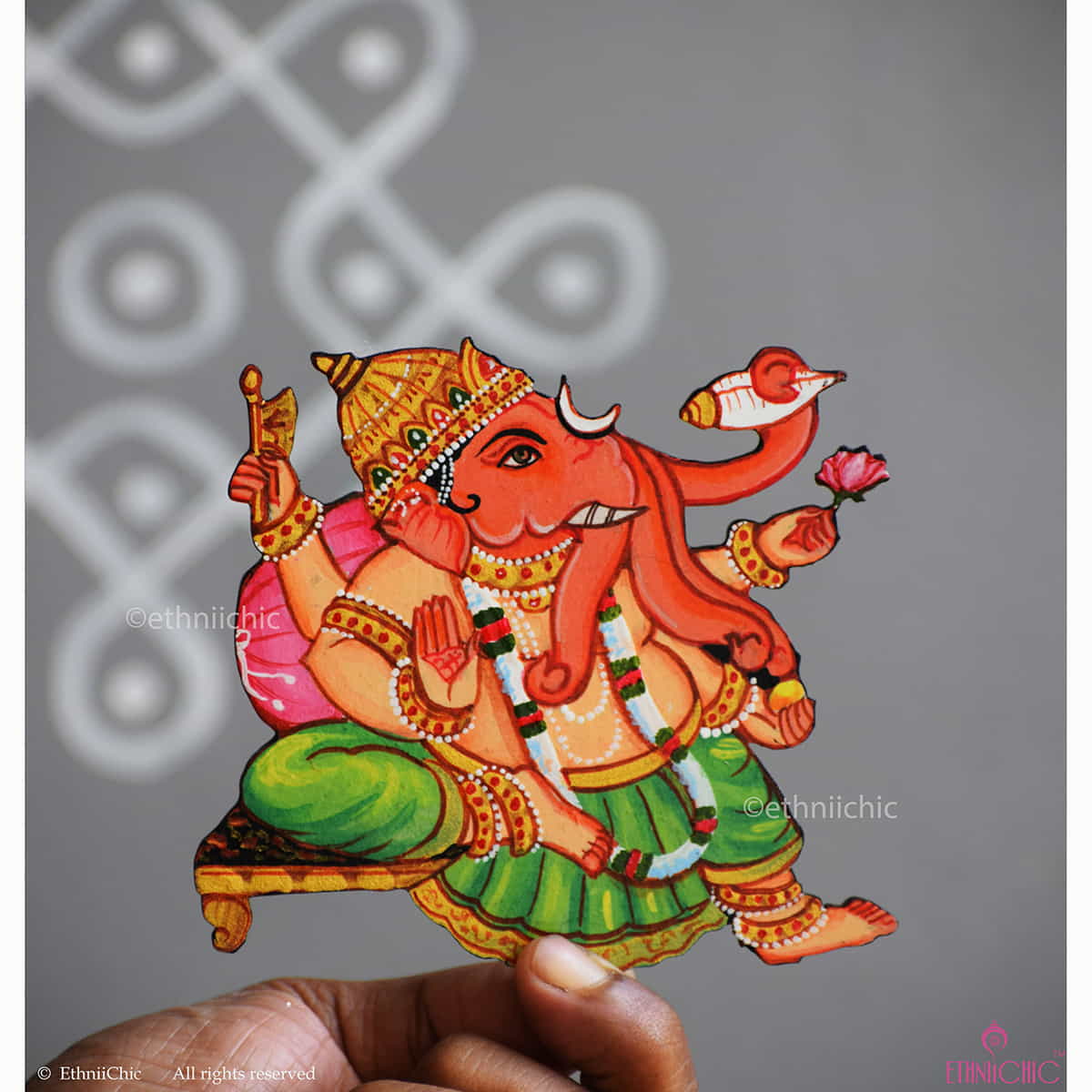 Hand Painted Ganesha Wooden Cut out image 1