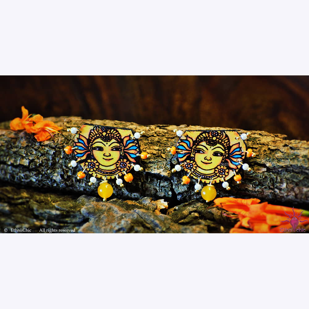Hand painted Earring Studs - Mural face image 1