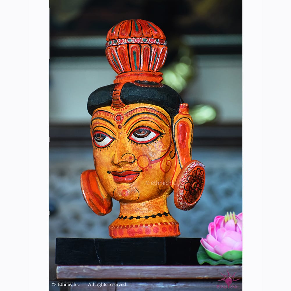 Wooden Hand Painted Sita Head image 2