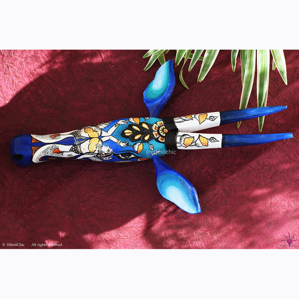 Hand painted 18" Narrow Cow Head - Apsara Blue image 3