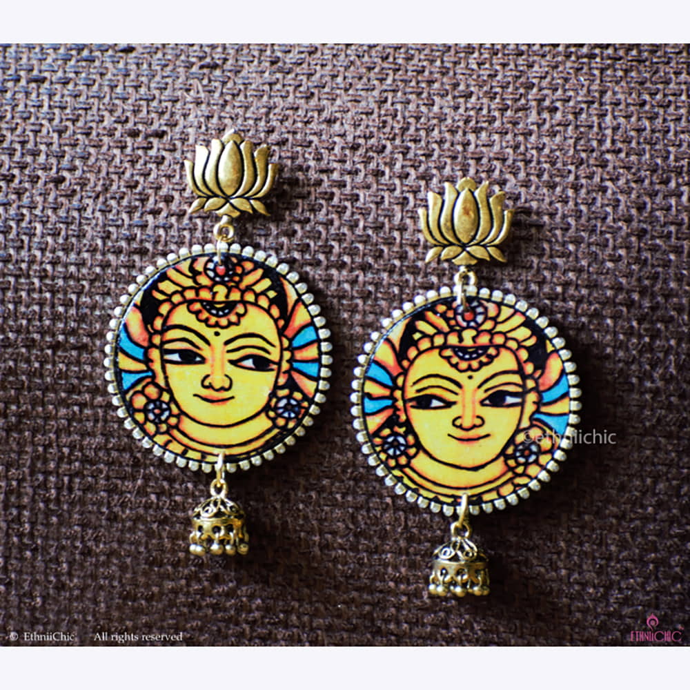 Hand painted Ear rings - Mural face 2 image 0